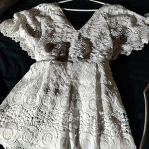 Red Carter White Lace Romper